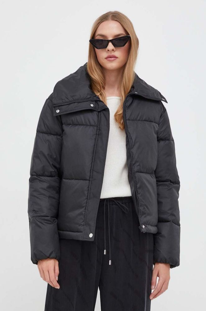 Куртка HUGO жіноча колір чорний зимова oversize