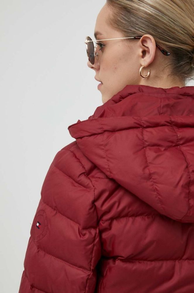 Пухова куртка Tommy Hilfiger жіноча колір бордовий зимова (3424569) фото 6
