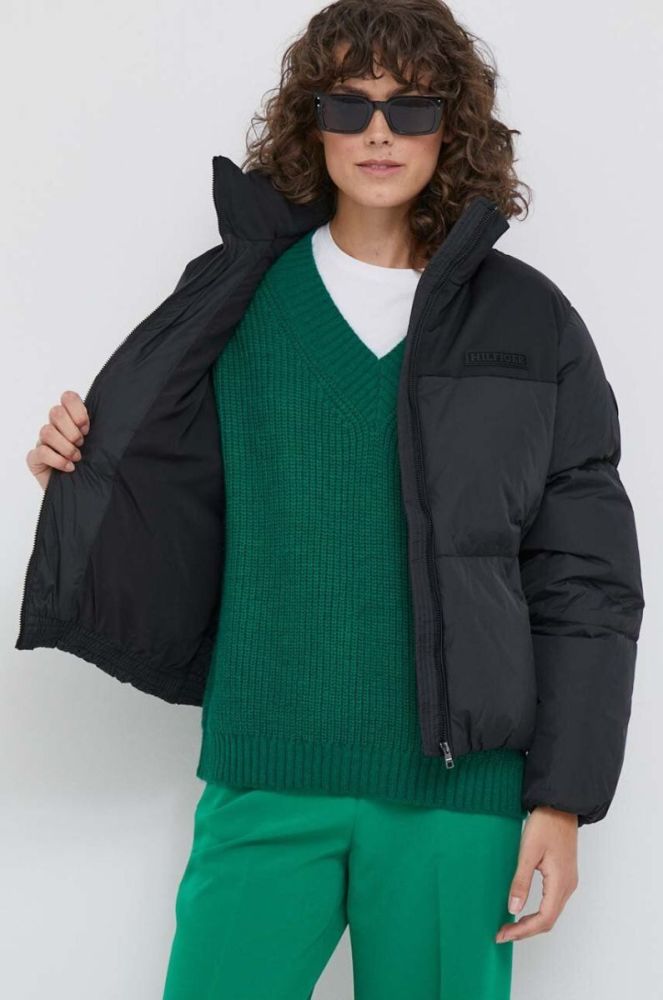 Куртка Tommy Hilfiger жіноча колір чорний зимова (3458666) фото 7