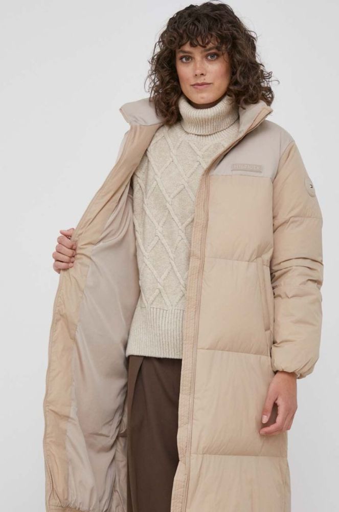 Куртка Tommy Hilfiger жіноча колір бежевий зимова (3485906) фото 6