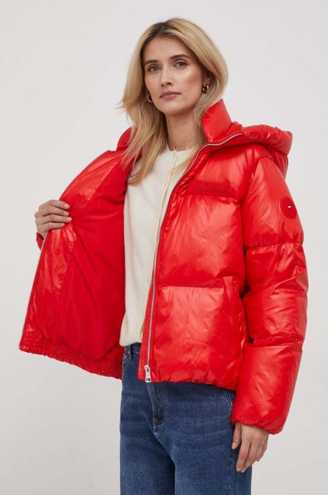 Пухова куртка Tommy Hilfiger жіноча колір червоний зимова (3485911) фото 6