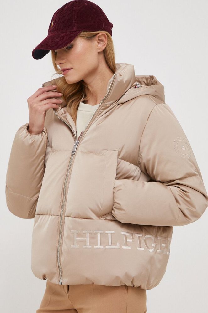 Пухова куртка Tommy Hilfiger жіноча колір бежевий зимова (3458692)