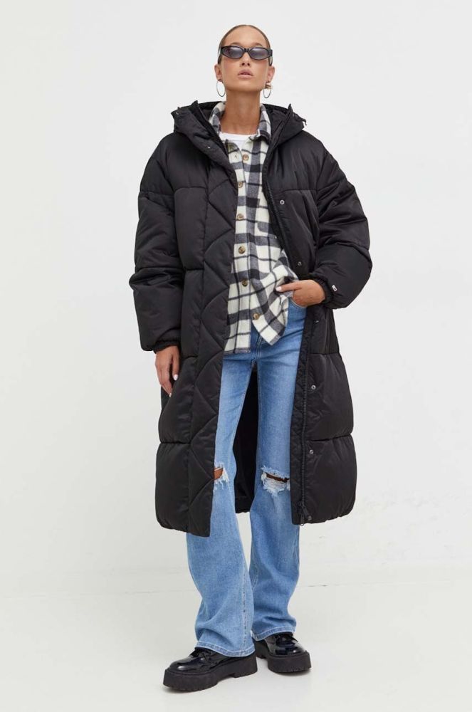 Куртка Tommy Jeans жіноча колір чорний зимова oversize (3585743)