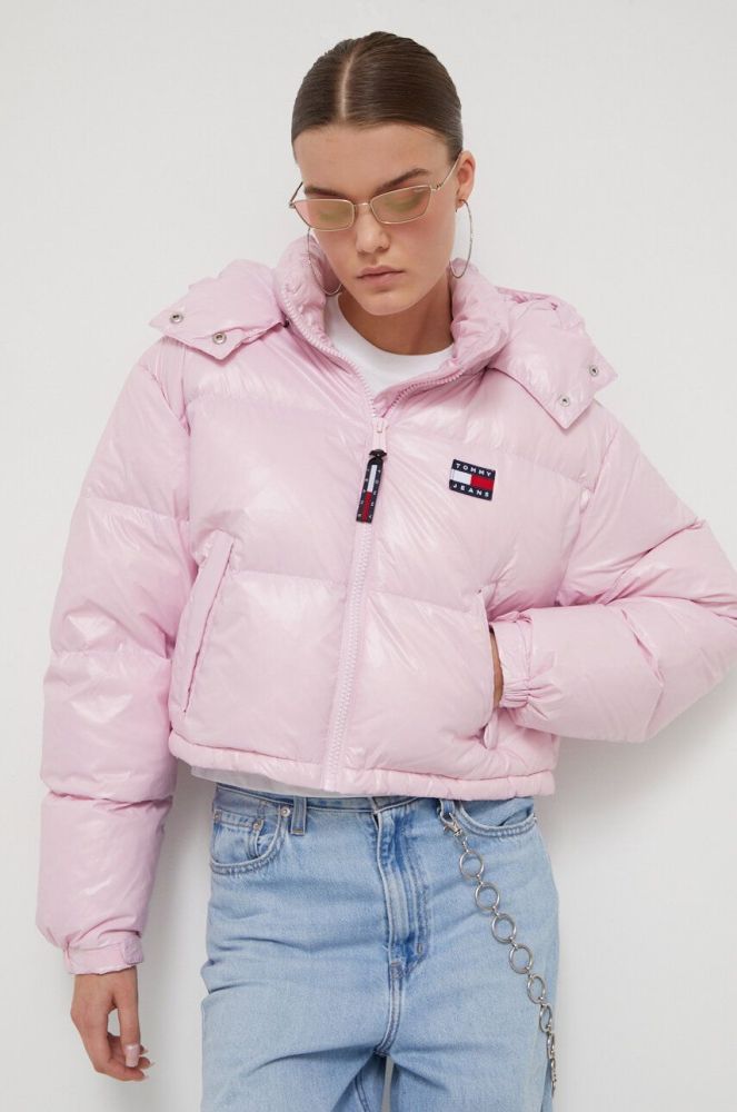 Пухова куртка Tommy Jeans жіноча колір рожевий зимова (3504127)