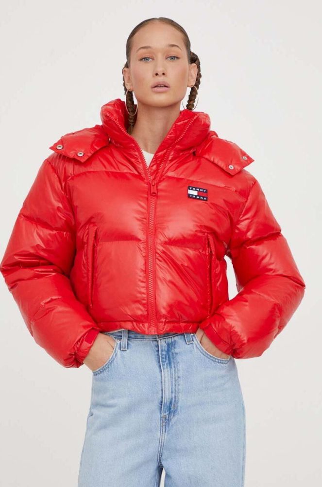 Пухова куртка Tommy Jeans жіноча колір червоний зимова (3504117)