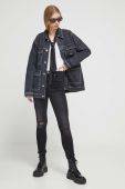 Джинсова куртка Tommy Jeans жіноча колір чорний перехідна oversize (3592994)
