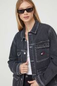 Джинсова куртка Tommy Jeans жіноча колір чорний перехідна oversize (3592994)