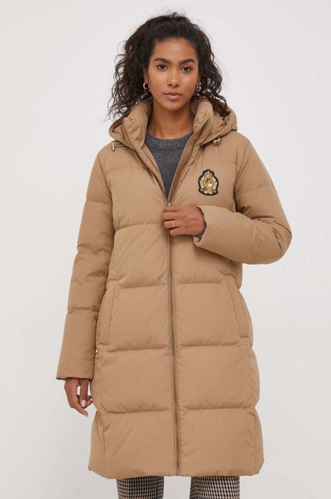 Пухова куртка Lauren Ralph Lauren жіноча колір бежевий зимова (3574907)