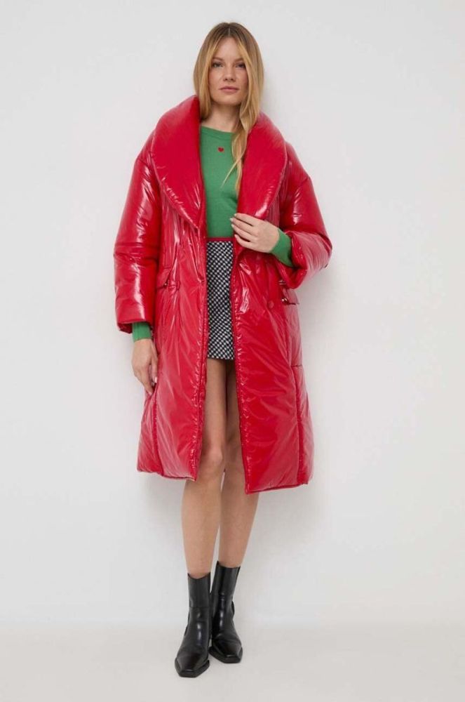 Куртка Patrizia Pepe жіноча колір червоний зимова oversize фото 2