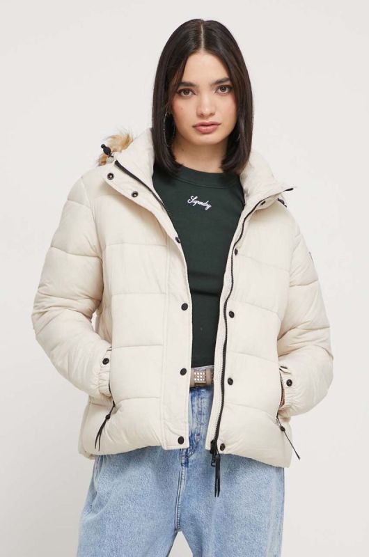 Куртка Superdry жіноча колір бежевий зимова (3605762)
