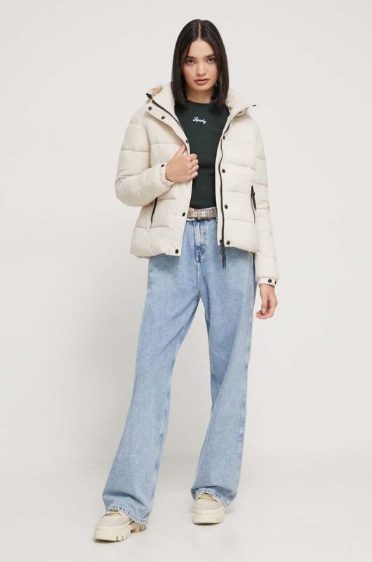 Куртка Superdry жіноча колір бежевий зимова (3605762) фото 2