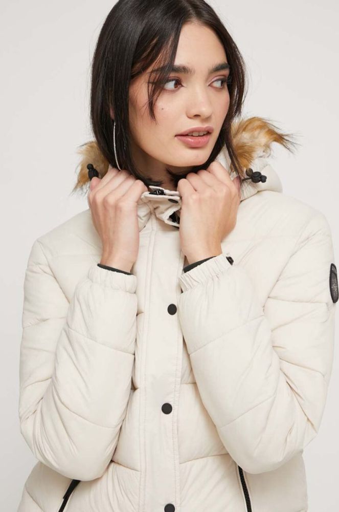 Куртка Superdry жіноча колір бежевий зимова (3605762) фото 4