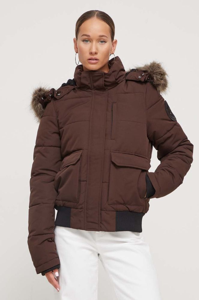 Куртка Superdry жіноча колір коричневий зимова (3585762)