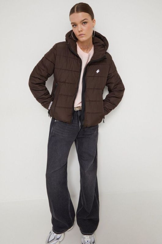 Куртка Superdry жіноча колір коричневий зимова (3574953)