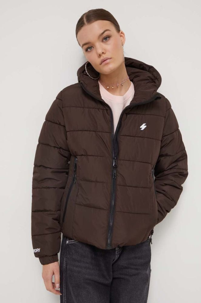 Куртка Superdry жіноча колір коричневий зимова (3574953) фото 2