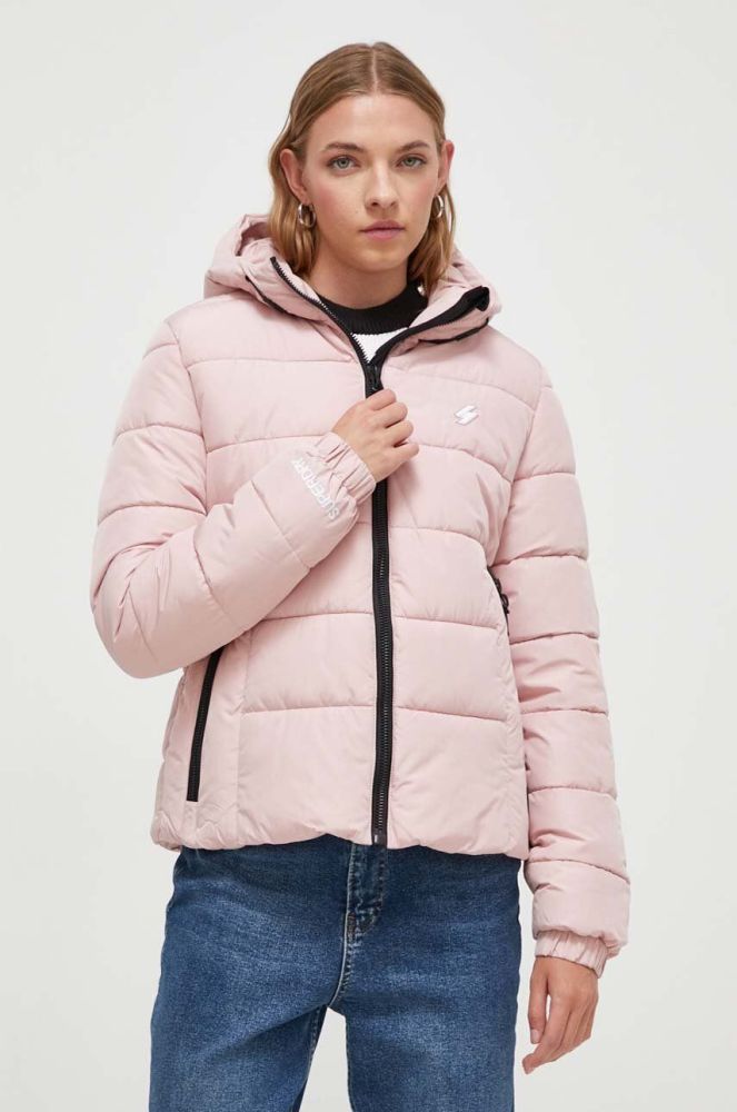 Куртка Superdry жіноча колір рожевий зимова (3675980)