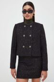 Піджак з домішкою вовни Twinset колір чорний двобортний
