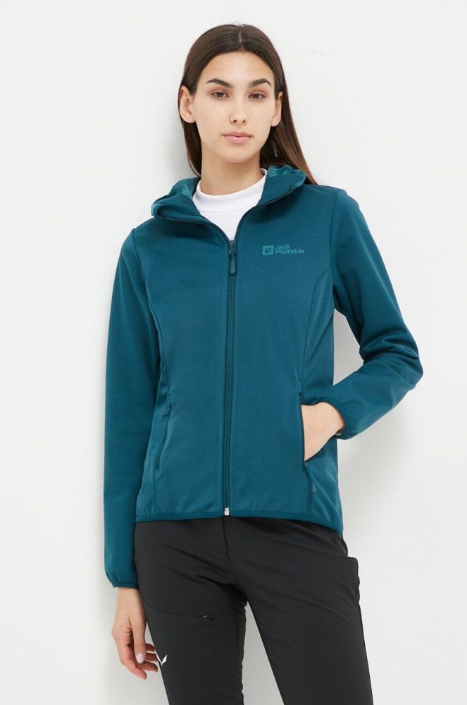 Куртка outdoor Jack Wolfskin Windhain Hoody колір бірюзовий