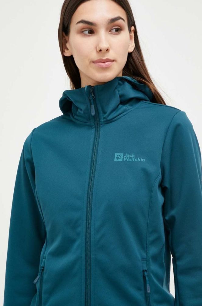 Куртка outdoor Jack Wolfskin Windhain Hoody колір бірюзовий фото 4