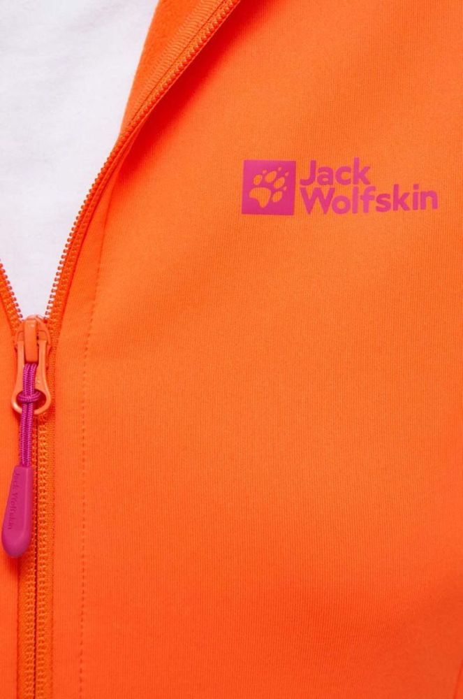 Спортивна кофта Jack Wolfskin Baiselberg колір помаранчевий з капюшоном однотонна фото 5