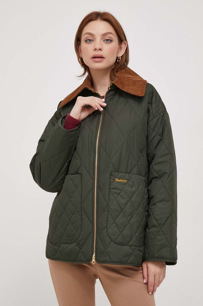 Куртка Barbour Woodhall жіноча колір зелений перехідна oversize