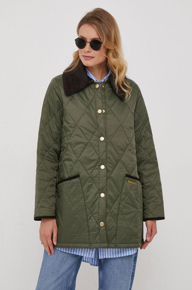 Куртка Barbour жіноча колір зелений перехідна (3577762)