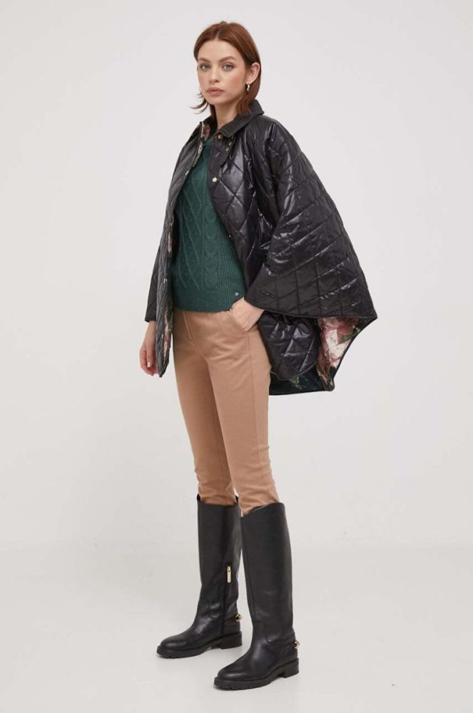 Пончо Barbour Tolsford жіночий колір чорний перехідна oversize фото 2