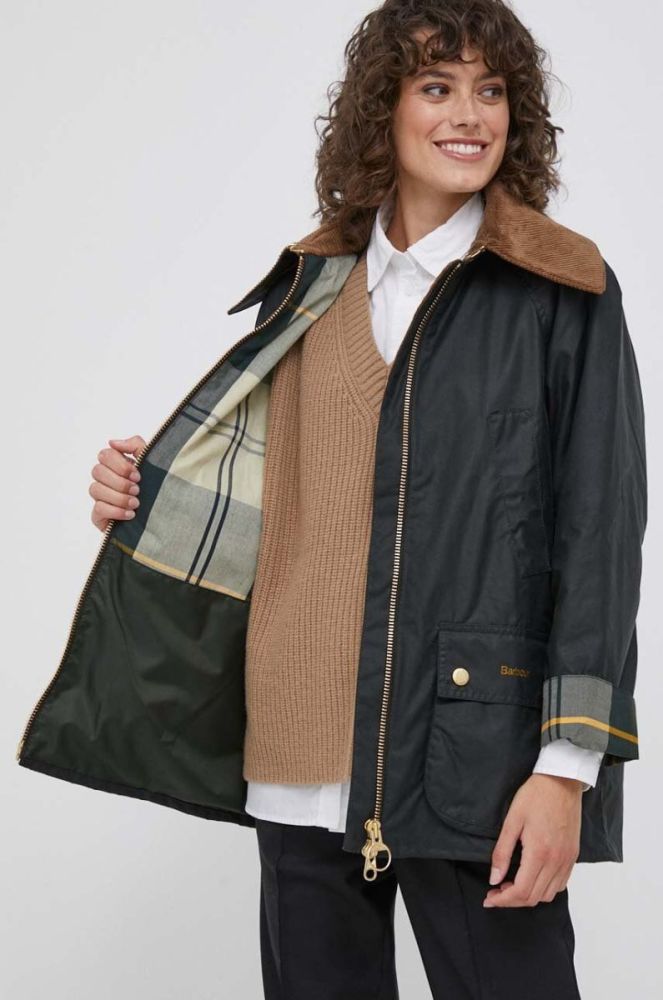 Бавовняна куртка Barbour колір зелений перехідна (3492872) фото 8