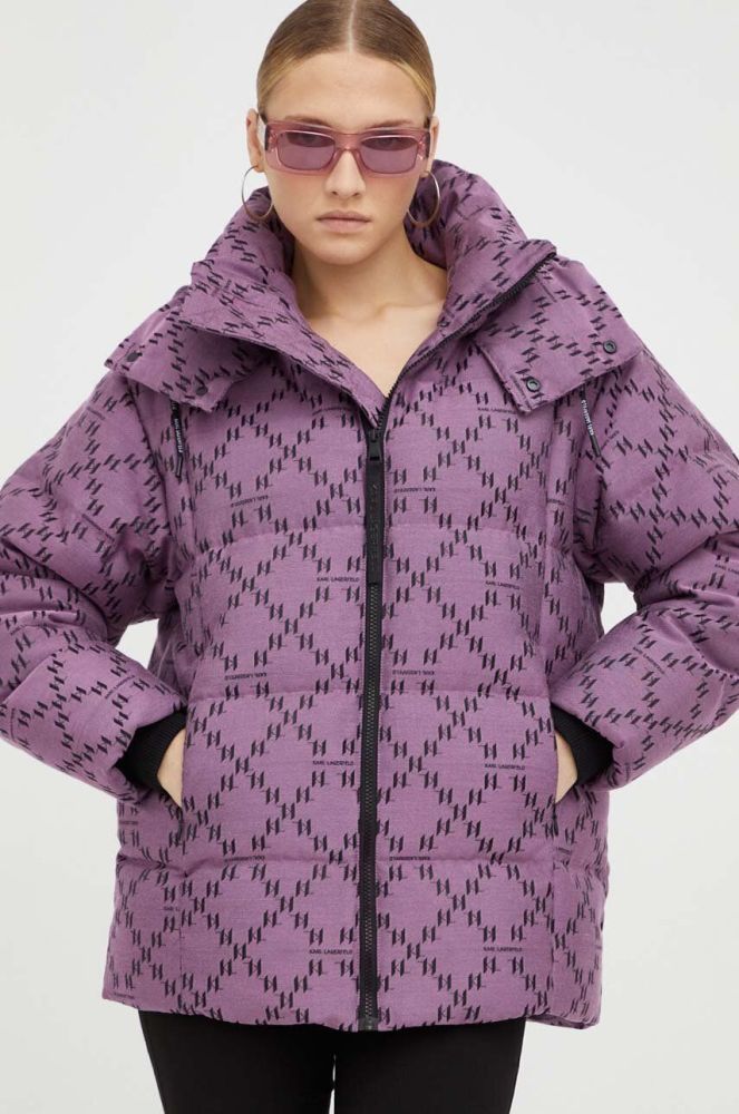 Пухова куртка Karl Lagerfeld жіноча колір фіолетовий зимова (3504153)