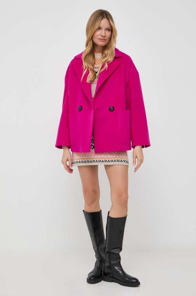 Вовняне пальто MAX&Co. колір рожевий перехідний oversize
