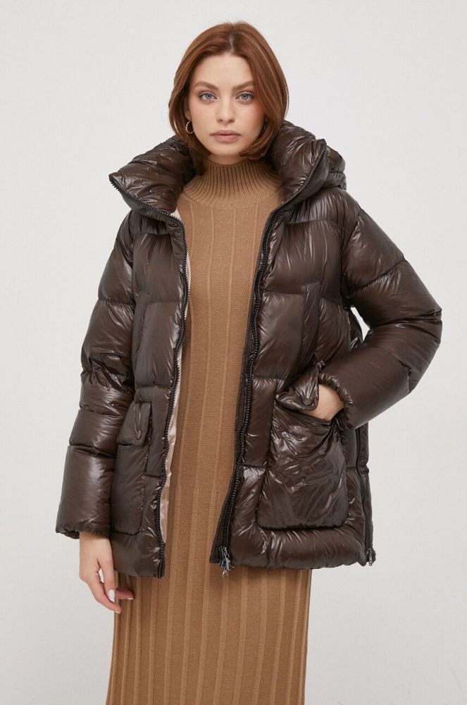Пухова куртка Hetrego жіноча колір коричневий зимова (3575005)