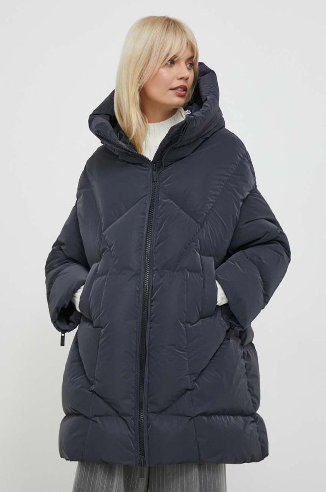 Пухова куртка Hetrego жіноча колір сірий зимова oversize