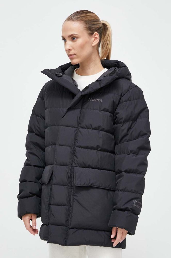 Пухова куртка Marmot жіноча колір чорний зимова oversize