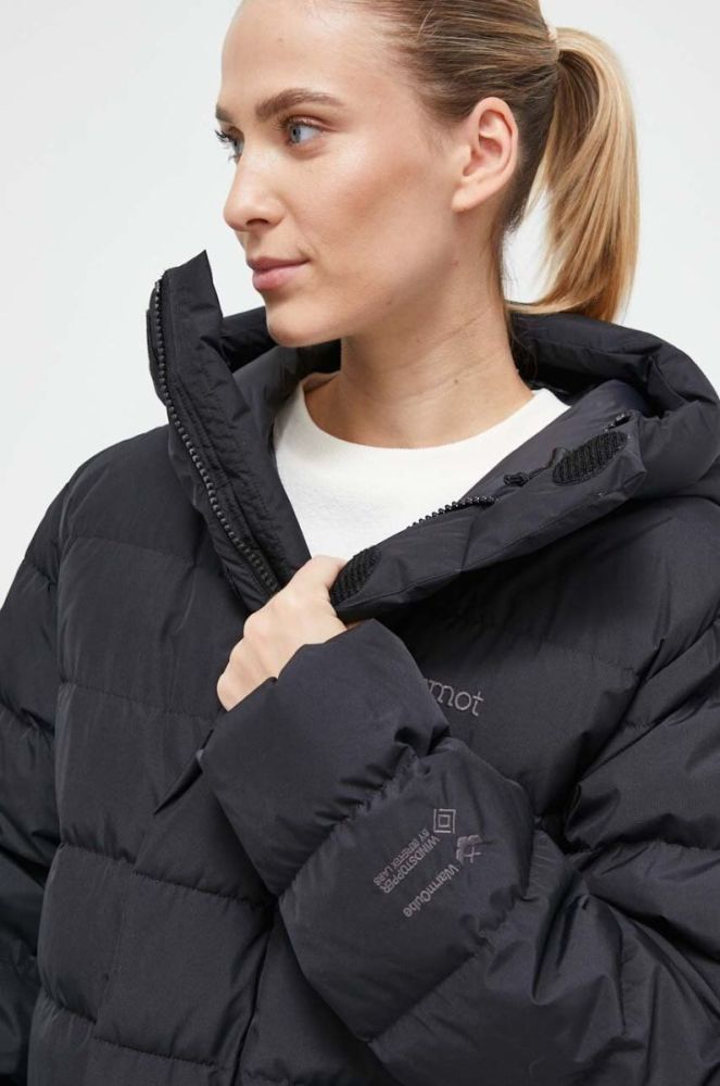 Пухова куртка Marmot жіноча колір чорний зимова oversize фото 4