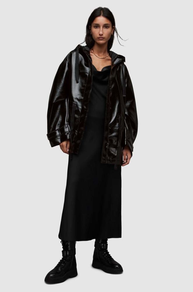 Куртка AllSaints KELSIE SHINE JACKET жіноча колір чорний перехідна