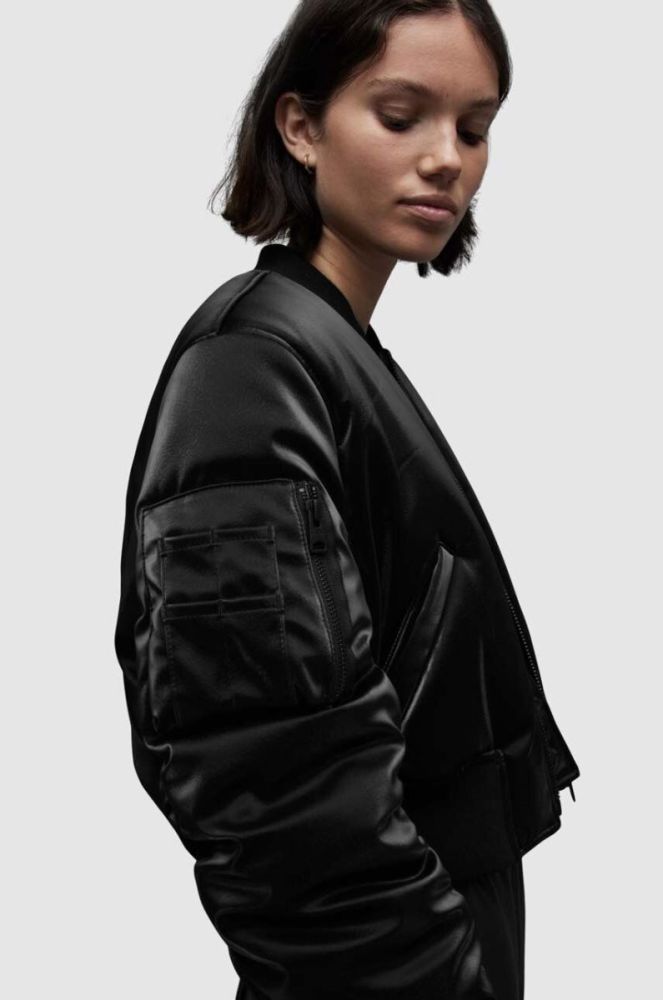 Куртка-бомбер AllSaints WO090Z CALLIE SHINE BOMBER жіночий колір чорний перехідна фото 2