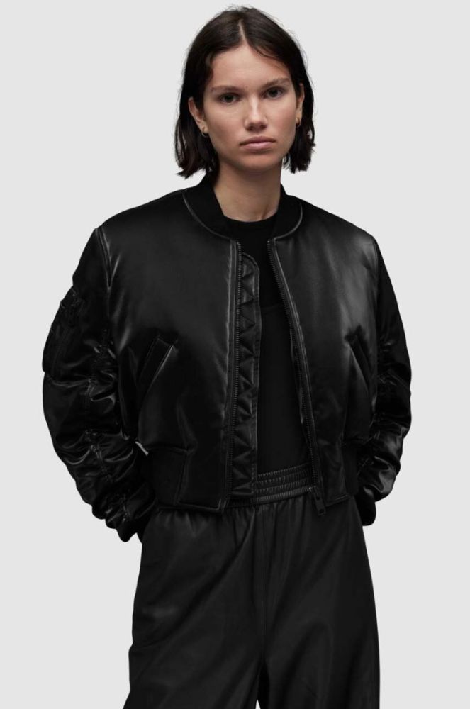 Куртка-бомбер AllSaints WO090Z CALLIE SHINE BOMBER жіночий колір чорний перехідна фото 4