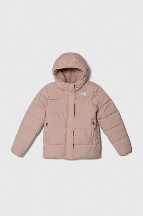 Дитяча пухова куртка The North Face G NORTH DOWN FLEECE LINED PARKA колір рожевий