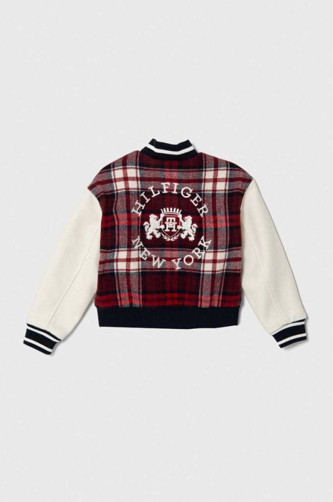 Дитяча куртка-бомбер з домішкою вовни Tommy Hilfiger колір червоний (3641265) фото 2