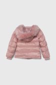 Дитяча пухова куртка Guess колір рожевий