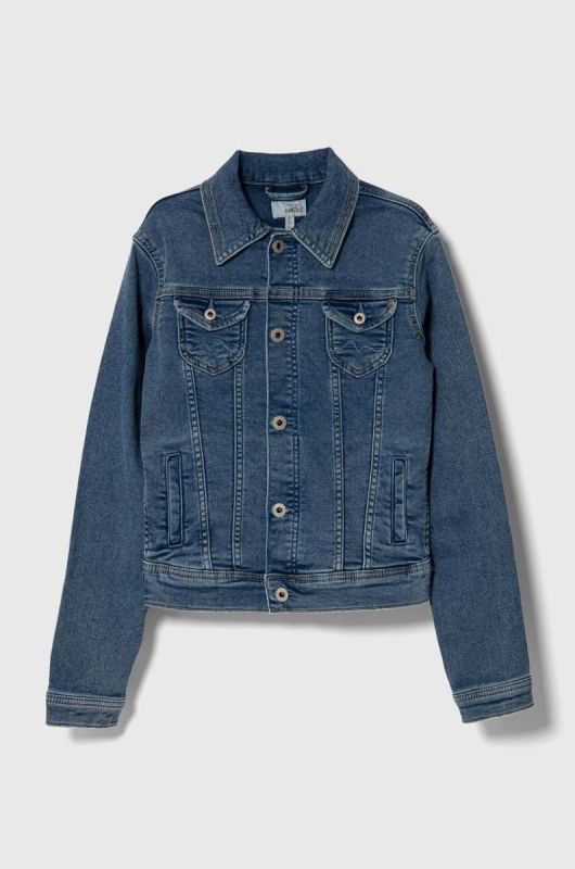 Дитяча джинсова куртка Pepe Jeans New Berry колір блакитний