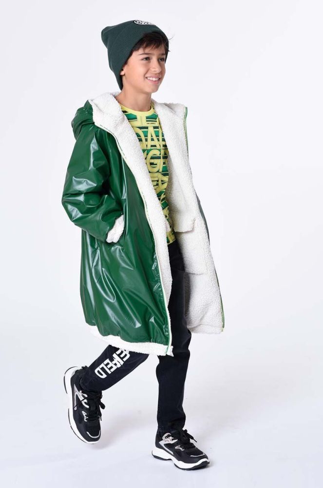 Дитяча двостороння куртка Karl Lagerfeld колір зелений (3554252)
