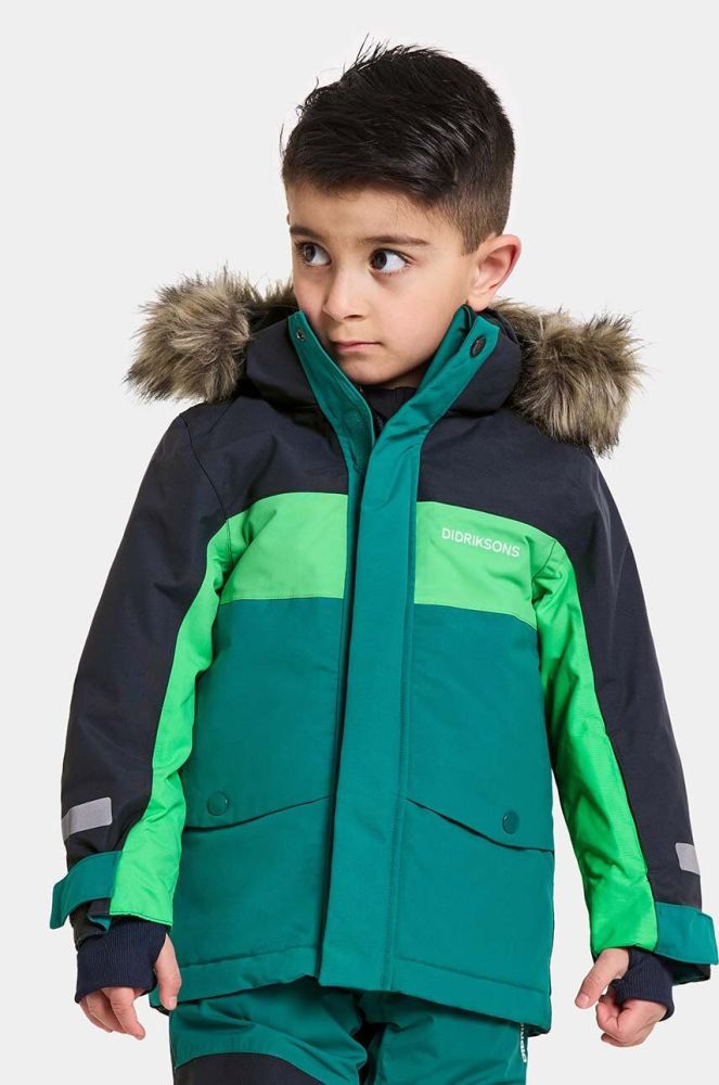 Дитяча зимова куртка Didriksons BJ?RVEN KIDS PARKA колір зелений