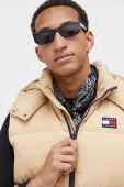 Пухова безрукавка Tommy Jeans чоловічий колір бежевий зимовий
