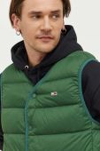 Пухова безрукавка Tommy Jeans чоловічий колір зелений перехідний