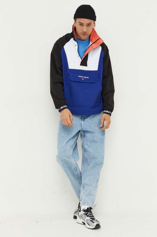 Куртка Tommy Jeans чоловіча колір синій перехідна oversize фото 2