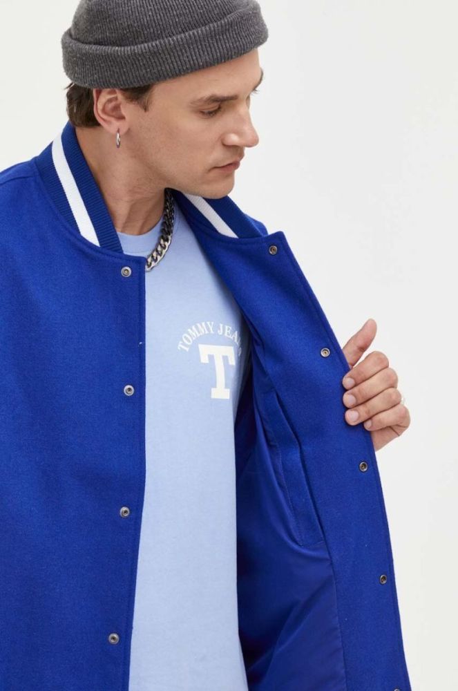 Безрукавка з домішкою вовни Tommy Jeans колір синій перехідний фото 6