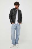 Шкіряна куртка Pepe Jeans чоловіча колір чорний перехідна