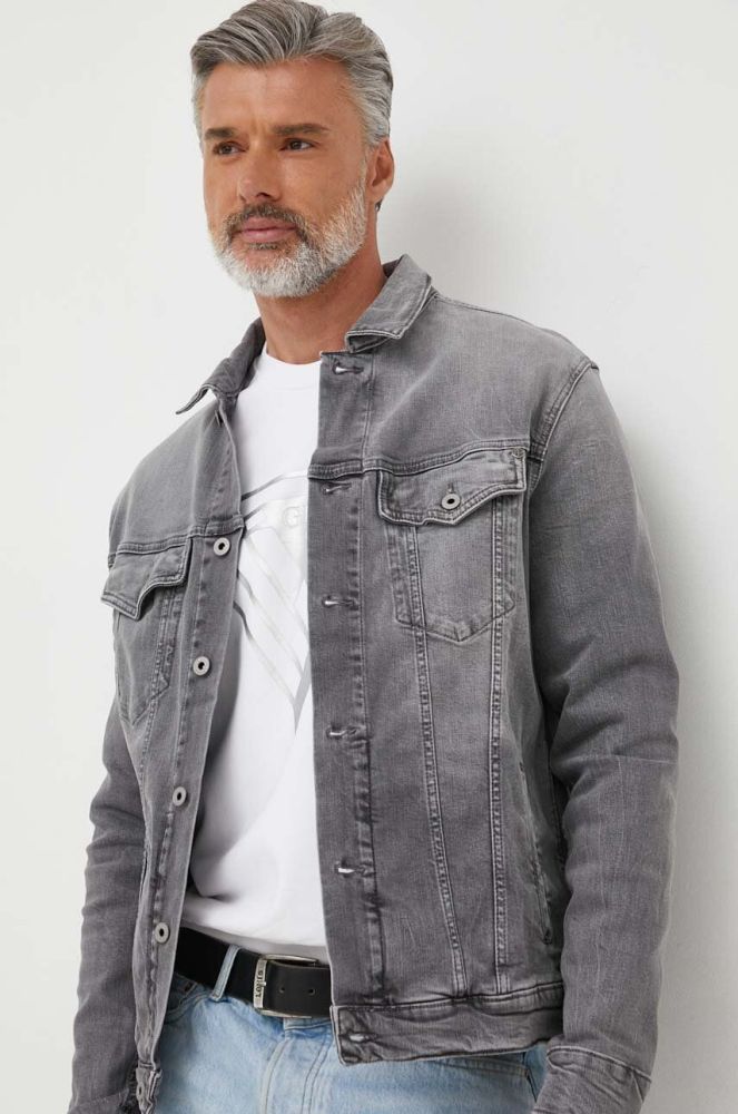 Джинсова куртка Pepe Jeans Pinners чоловіча колір сірий перехідна