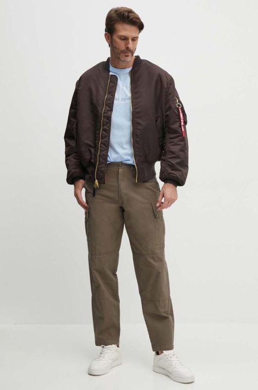 Двостороння куртка-бомбер Alpha Industries MA-1 чоловіча колір коричневий перехідна фото 2